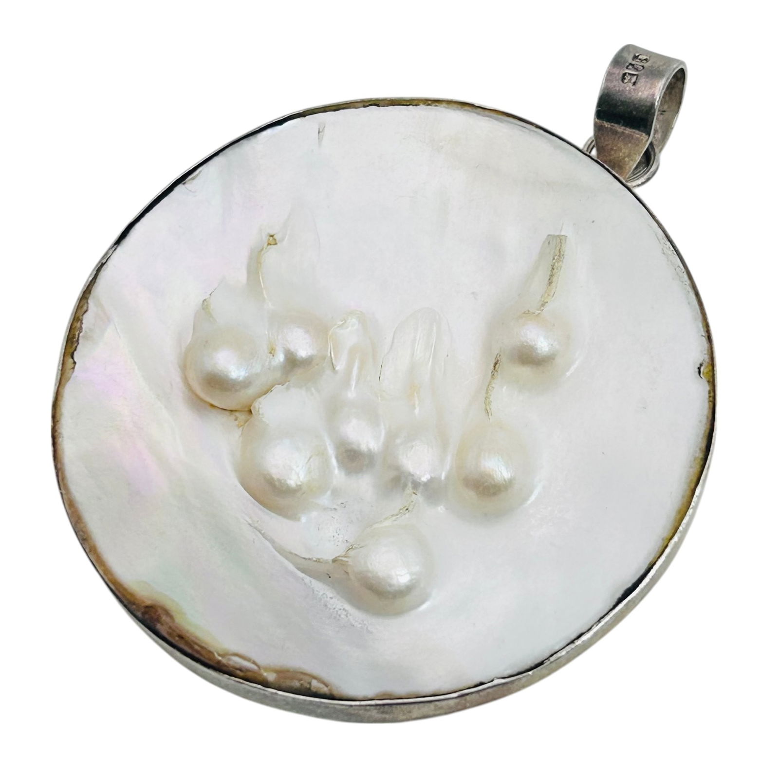 Blister Pearl Sterling Round Pendant 24.85 G (1 of 6)