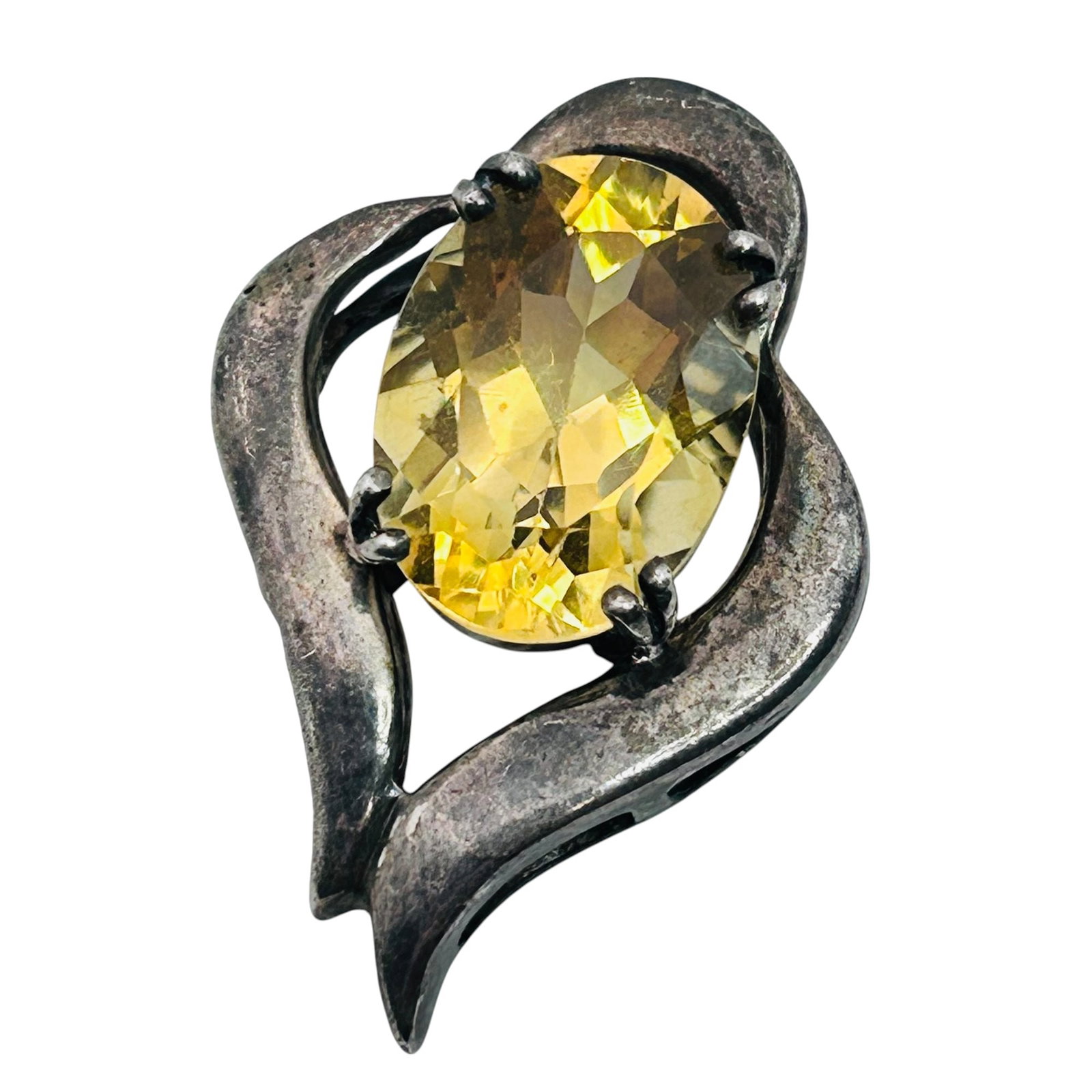Vintage Citrine Sterling Pendant, 4.94 G: Vintage citrine sterling pendant 4.94 g