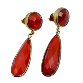 Carnelian Sterling Dangle Earrings 10.89 G