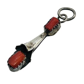Southwest Coral Sterling Pendant 1.34 G