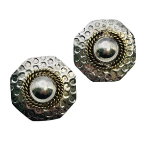 Taxco Mexico TT-44 Sterling Hexagon Earrings 10.25 G
