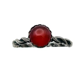 Amber Sterling Twisted Band Ring Size 3.5, 1.1g