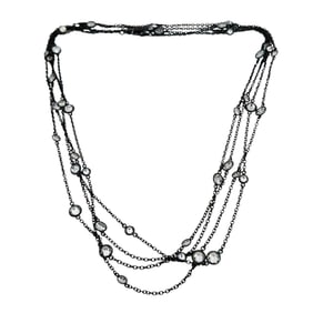 JCM DQ Cubic Zirconia Cable Chain Long Necklace 16.73 G