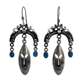 Southwest Sterling Turquoise Dangle Earrings 6.28 G