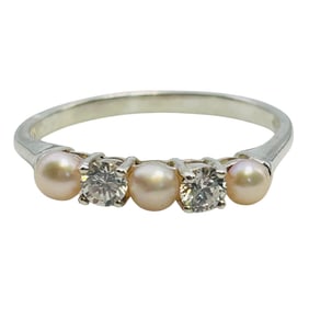 RJ Pearl And Rhinestone Sterling Band Size 10, 2.31 G
