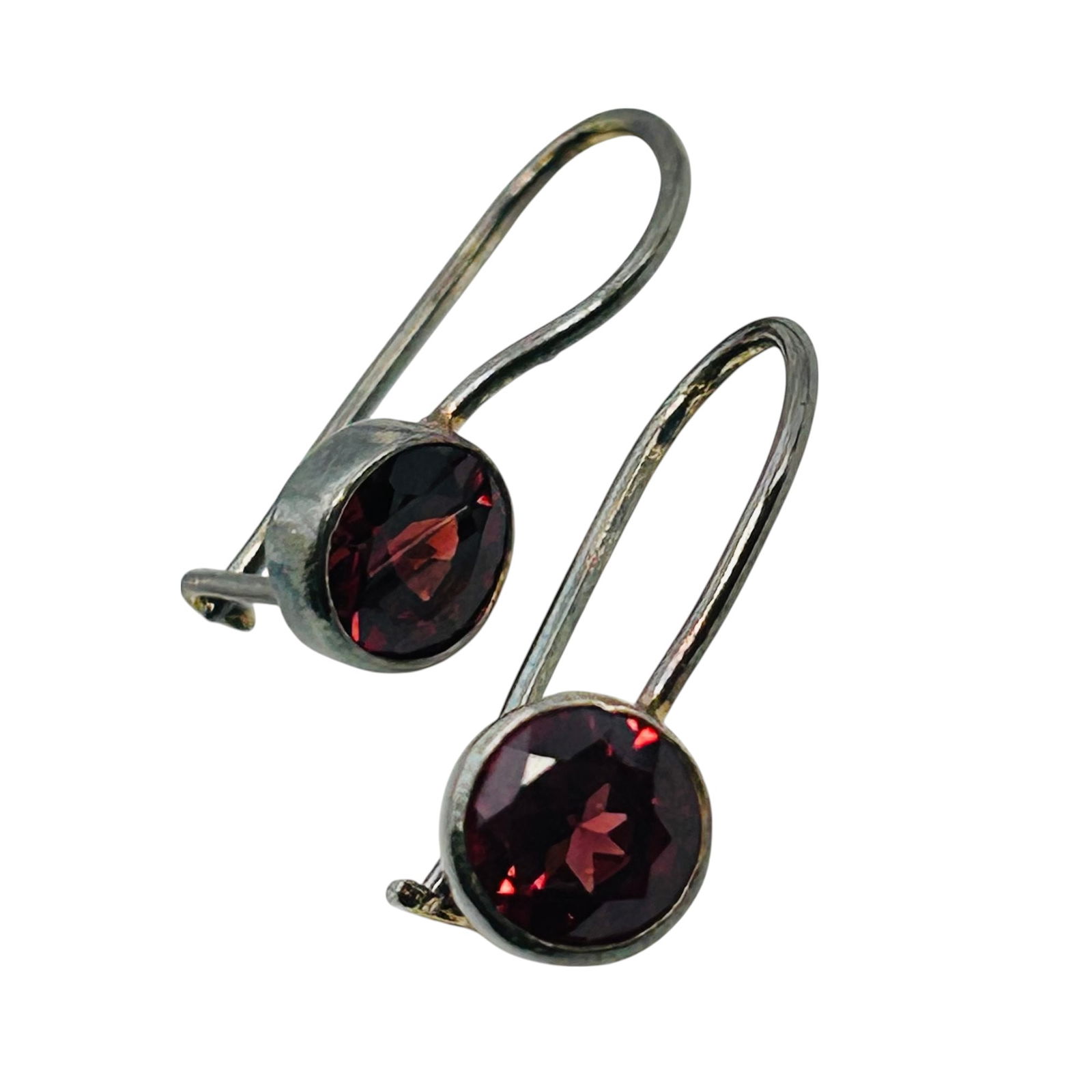 Garnet Sterling Hook Earrings 1.4 G (1 of 5)