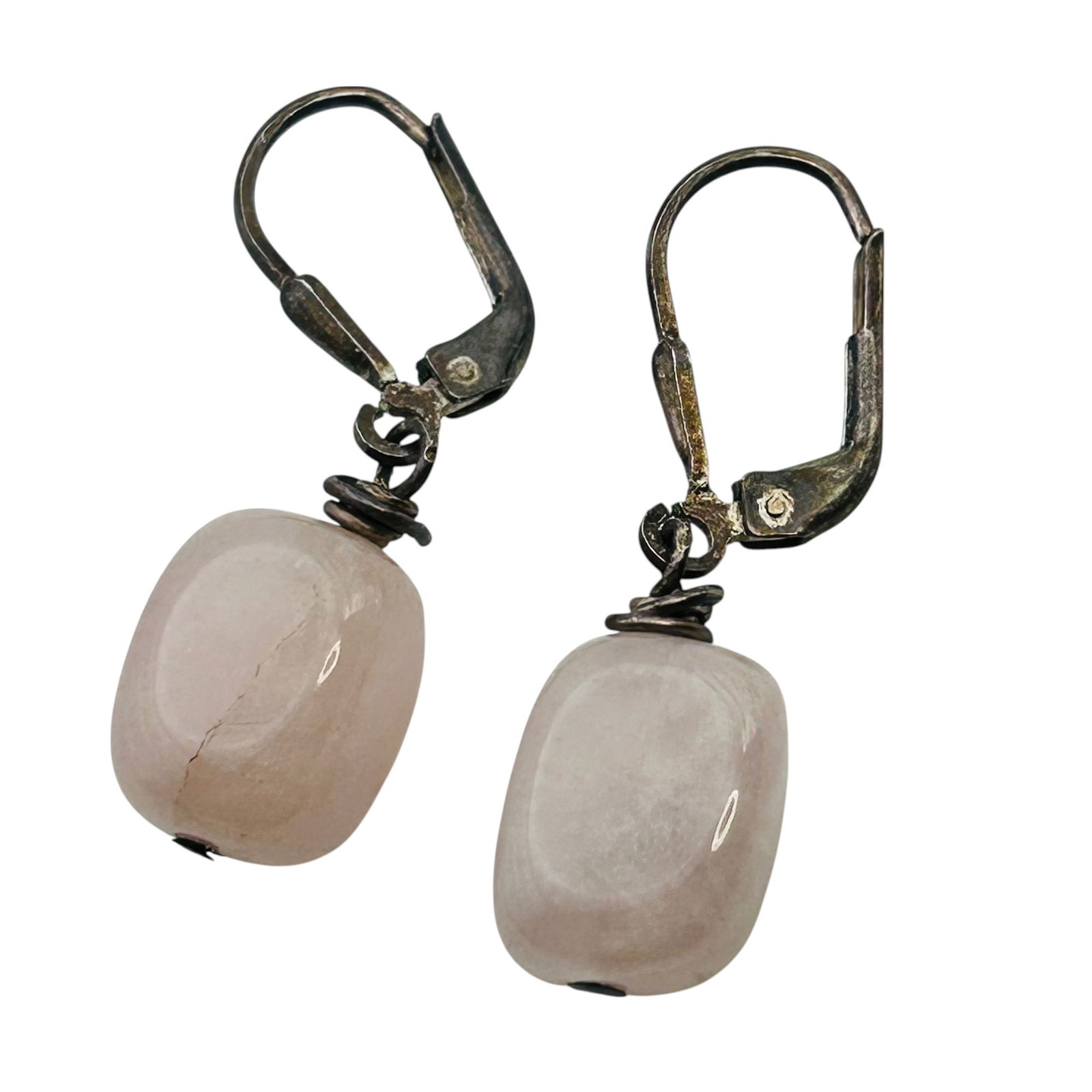Pink Quartz, Sterling Hinge Dangle Earrings 4.37 G (1 of 4)