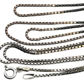 Italy Sterling Box Chain Necklace, 6.93 G
