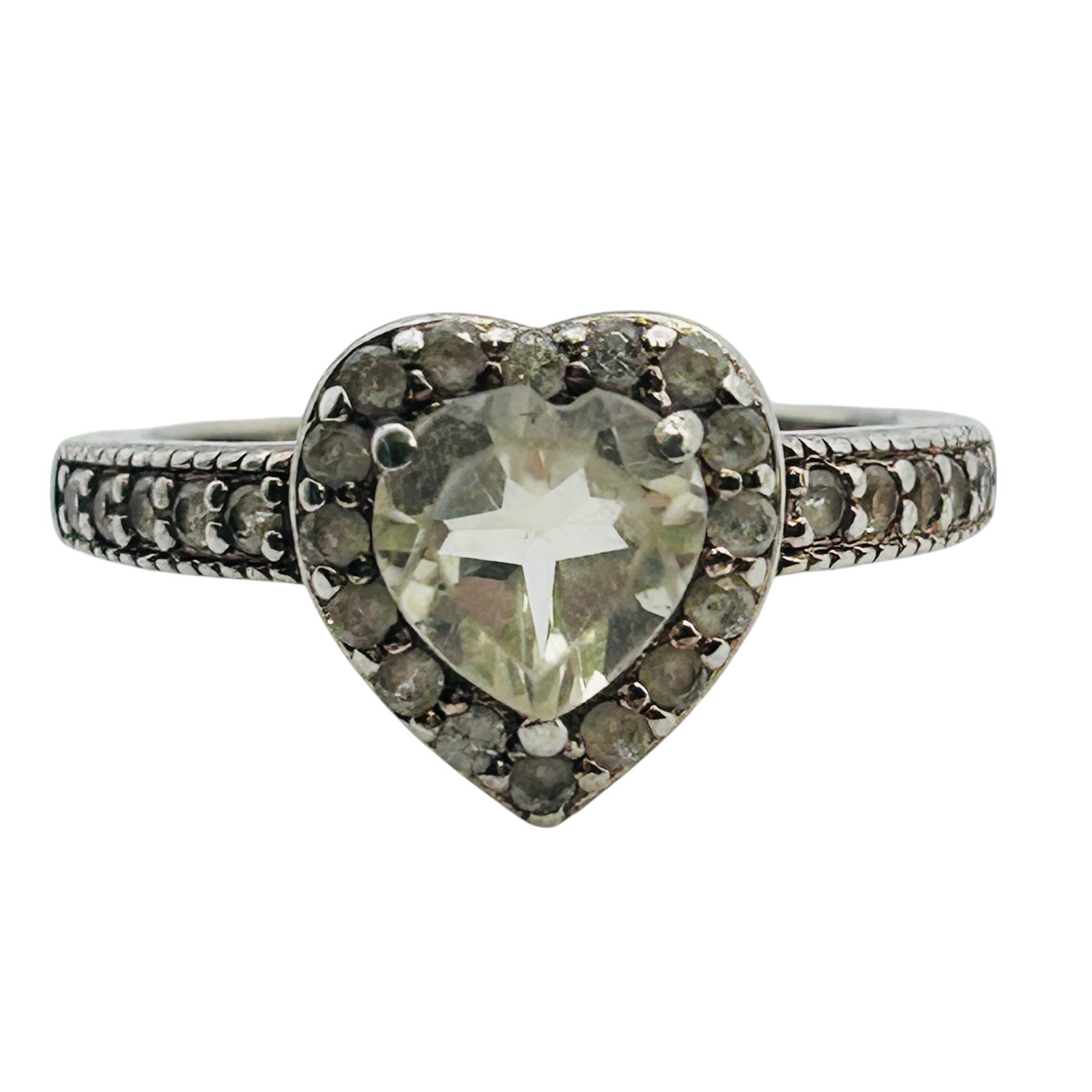 DL Spinel Sterling And 18 KGP Heart Ring Size 7, 3.6 G: DL spinel Sterling and 18 KGP heart ring size 7 3.6 g