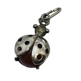Amber Sterling Ladybug Pendant 1.6 G