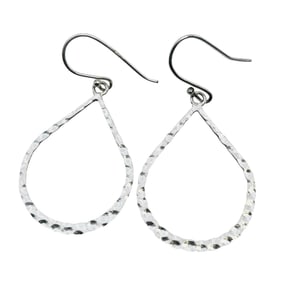 Sterling Hammered Hook Back Cut Out Earrings 1.6 G