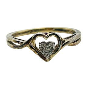 Diamond Sterling 14 KGP Heart Ring, Pink Gem Accent Size 7, 1.7 G