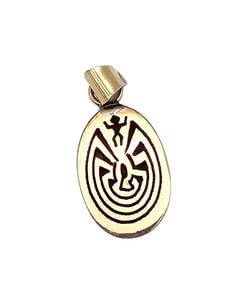 Calvin Peterson Navajo 14K Gold Sterling Silver Overlay Man In The Maze Pendant 2.6 G