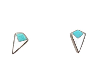 Navajo Mother Of Pearl Turquoise Sterling Silver Earrings 0.9 G