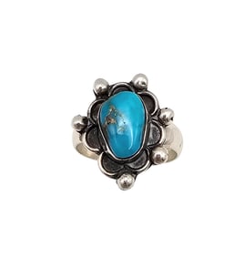 Navajo Turquoise Sterling Silver Ring Size 6.25 4.5 G