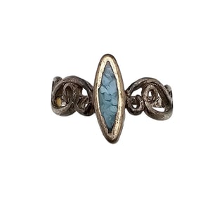 Navajo Crushed Turquoise Sterling Silver Ring Size 4.75 2 G
