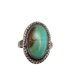Navajo Turquoise Sterling Silver Ring Size 3.75 4.2 G