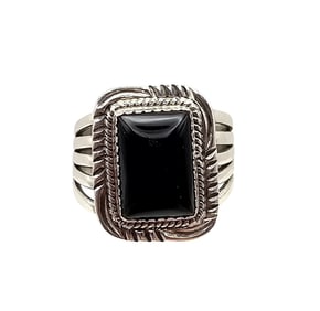 Navajo Onyx Sterling Silver Ring Size 11.25 10.8 G