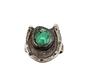 Navajo Turquoise Sterling Silver Horseshoe Ring Size 7.75 4.4 G