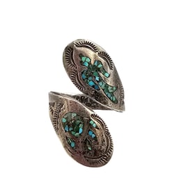 NAKAI Native Crushed Turquoise Sterling Silver Wrap Ring Size 6.75 6.1 G