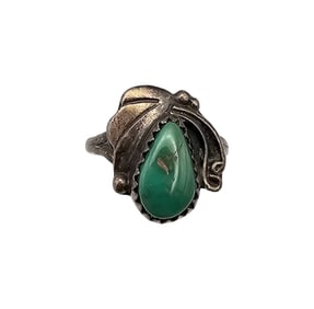 Sam Arviso Navajo Turquoise Sterling Silver Ring Size 4.5 2.6 G