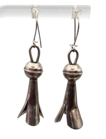 Navajo Sterling Silver Squash Blossom Dangle Earrings 2.9 G