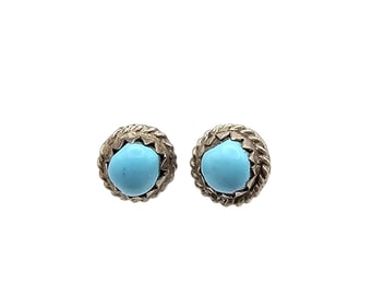 Navajo Turquoise Sterling Silver Earrings 1 G