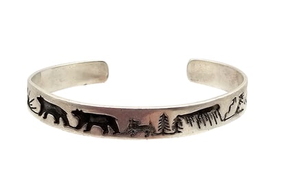 JAG Native Storytelling Sterling Silver Cuff Bracelet 13.2 G