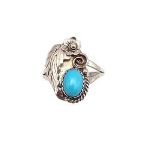 Navajo Turquoise Sterling Silver Ring Size 6.75 2.4 G