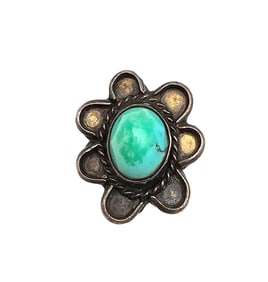 Navajo Turquoise Sterling Silver Flower Ring Size 6.25 5.9 G