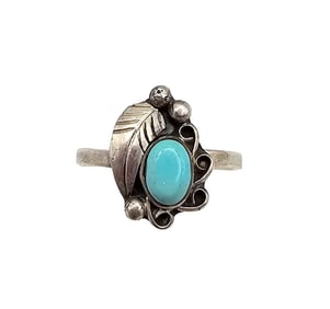 Native Turquoise Sterling Silver Ring Size 5.25 1.7 G