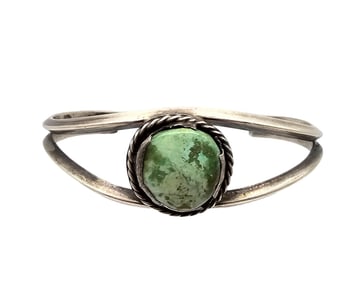 Navajo Turquoise Sterling Silver Open Band Cuff Bracelet 16 G