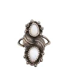 Richard Begay Navajo Mother Of Pearl Sterling Silver Ring Size 8.5 4.8 G