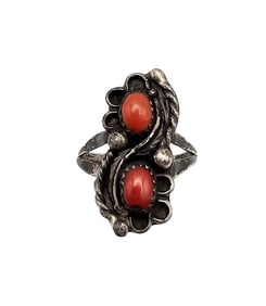 SignES Native Coral Sterling Silver Ring Size 6 4.3 G