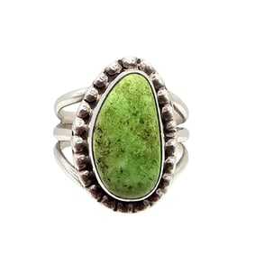 Calvin Peterson Navajo Green Turquoise Sterling Silver Ring Size 6.5 5.3 G
