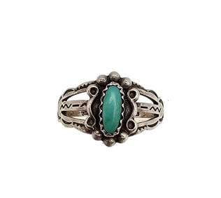 Signed OX Southwestern Turquoise Sterling Silver Ring Size 5.25 2.2 G