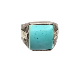 Southwestern Turquoise Sterling Silver Ring Size 8.25 11.7 G