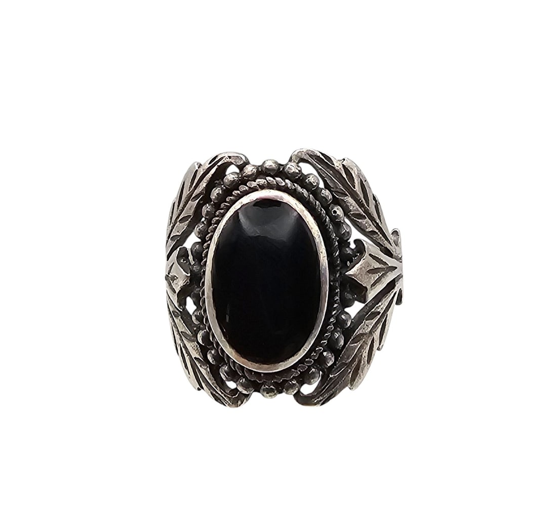 Southwestern Onyx Sterling Silver Ring Size 7.5 9 G (1 of 4)