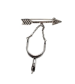 Southwestern Sterling Silver Arrow Spurs Dangle Dangle Brooch 6.1 G