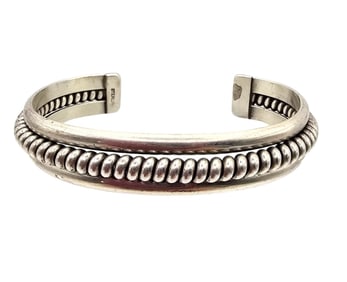 Southwestern Sterling Silver Coil Cuff Bracelet 31.7 G
