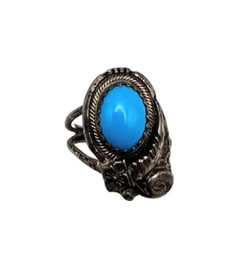 Prairie Sleeping Beauty Turquoise Sterling Silver Ring Size 1.75 3.1 G