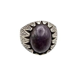 Signed Southwestern Enhanced Selenite Sterling Silver Ring Size 8.75 12.5 G