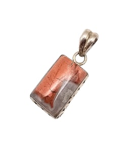 Southwestern Style Agate Sterling Silver Pendant 6.8 G