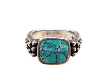 Signed Southwestern Turquoise Sterling Silver Ring Size 4.75 5.4 G