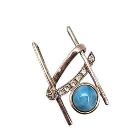 Southwestern Style Larimar Clear Stone Sterling Silver Pendant 7 G