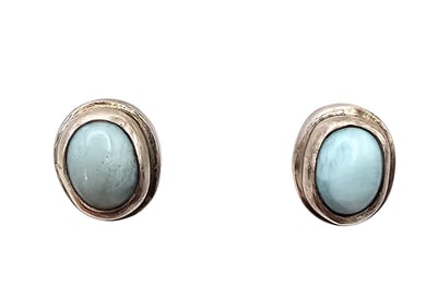 Southwestern Style Larimar Sterling Silver Earrings 5.2 G