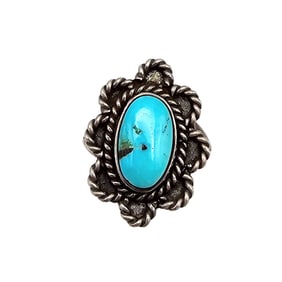 Turquoise Sterling Silver Flower Ring Size 6.5 4.7 G