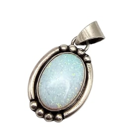 Bennie Bowekaty Zuni Opal Sterling Silver Pendant 5.1 G