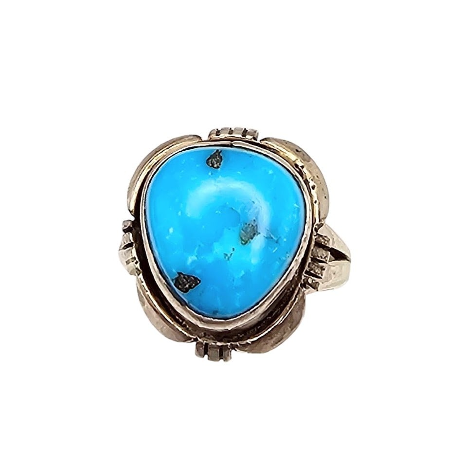 MP Navajo Turquoise Sterling Silver Ring Size 4.75 5.6 G (1 of 5)