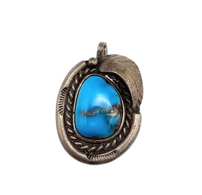 Navajo Turquoise Sterling Silver Pendant 5.9 G